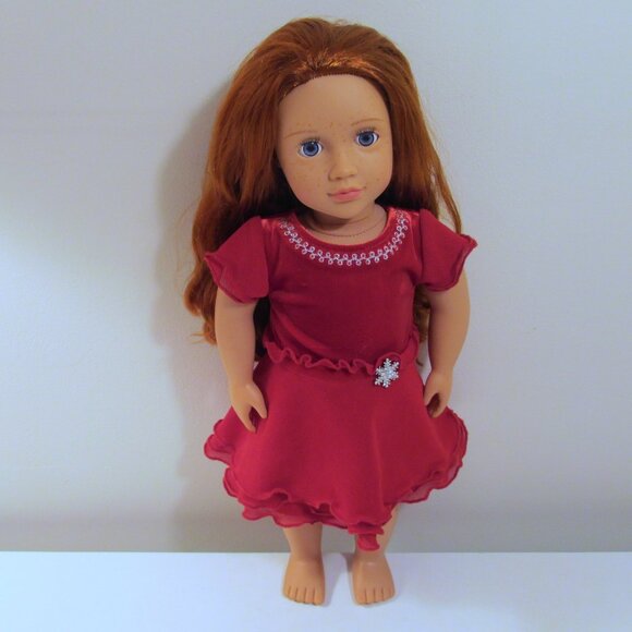 American Girl red Merry and Bright snowflake dress and white snowflake capelet - Picture 6 of 7